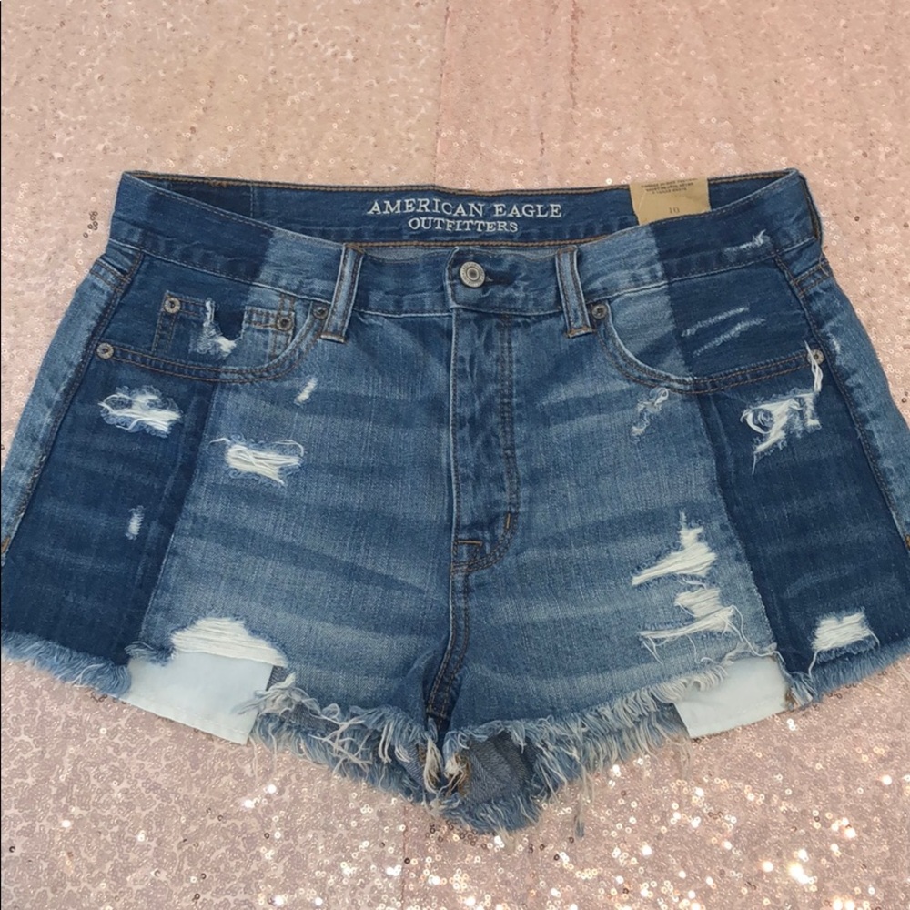 High waisted two tone vintage Jean shorts